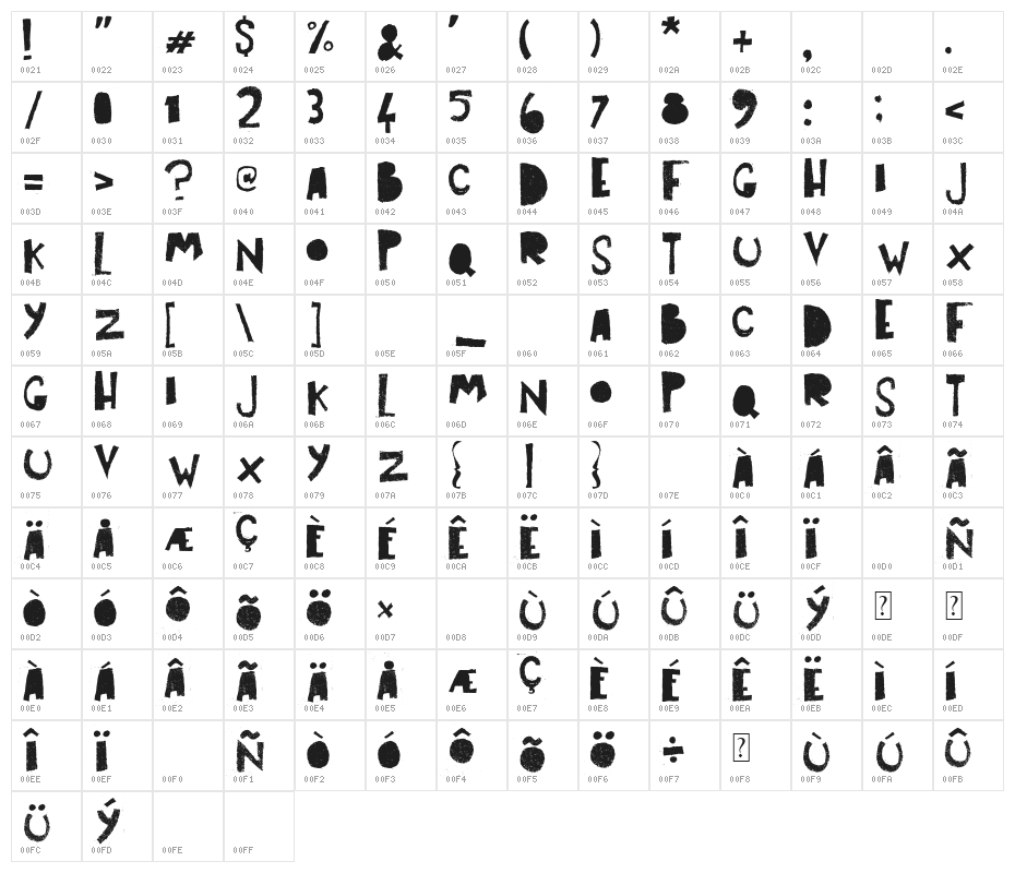 Art Post black Character Map