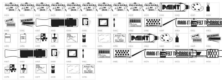 Art Supplies JL Character Map