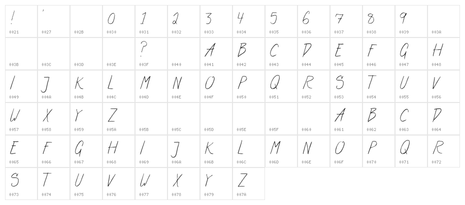 ArtCenter-Regular Character Map