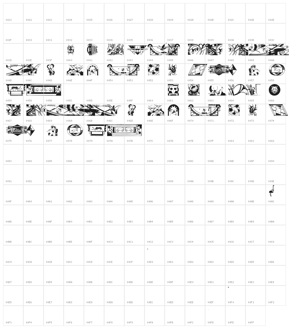 ArtDekoParts Character Map