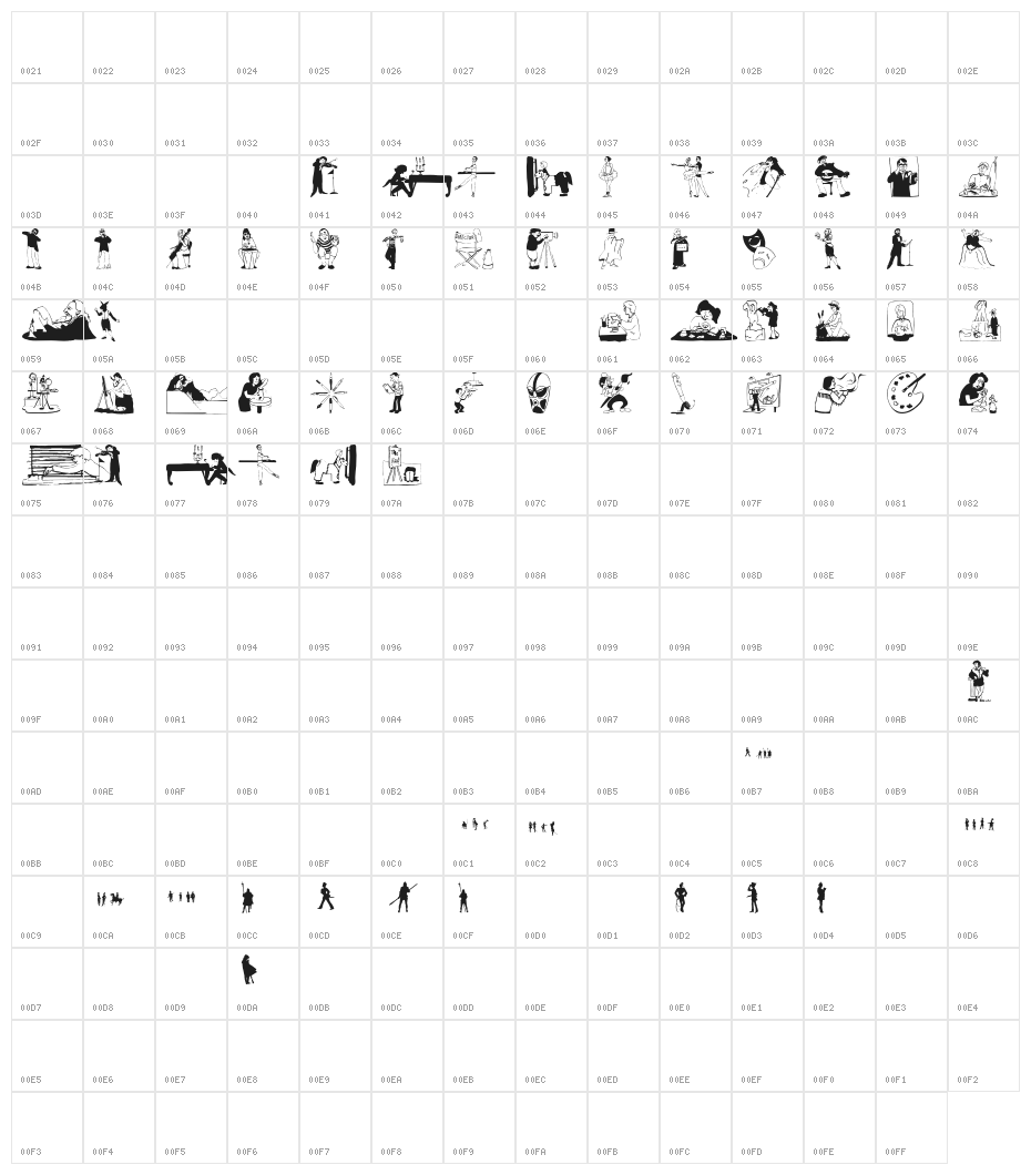 ArtEtcetera Character Map