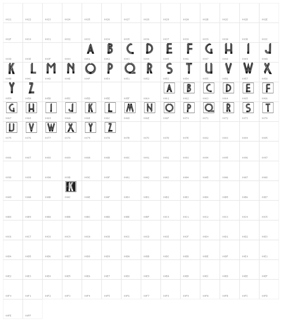 ArtNouveauCaps Character Map