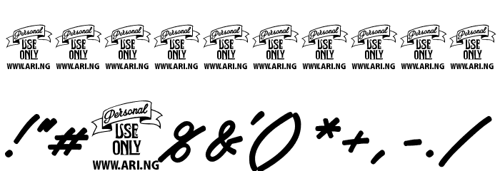 Artely Inks PERSONAL USE Font OTHER CHARS
