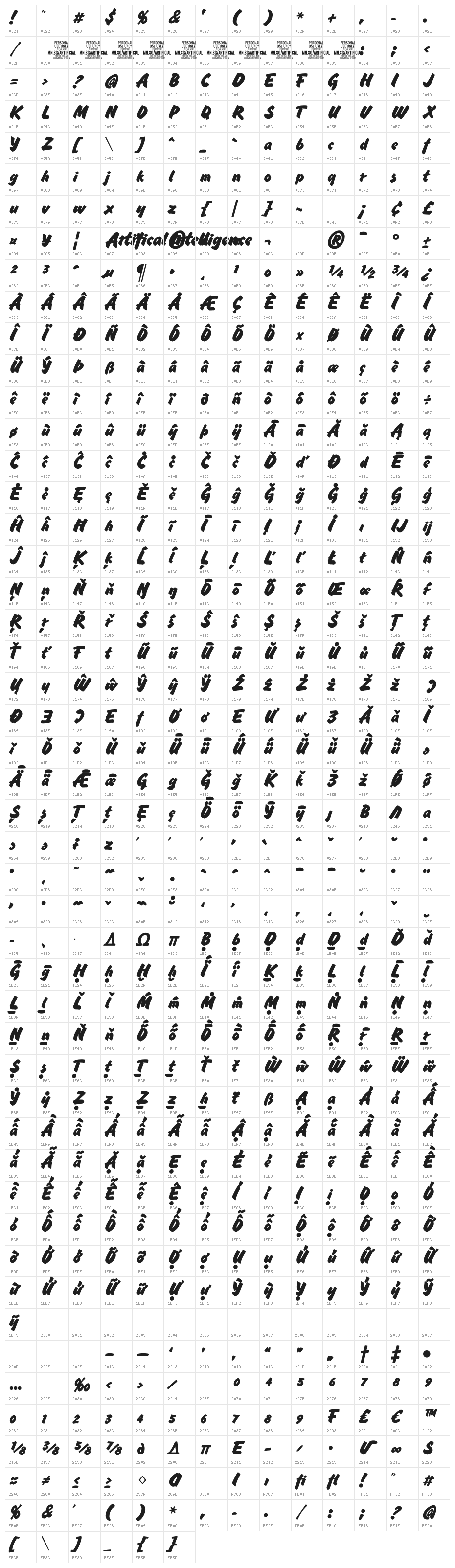 Artificial Intelligence PERSONAL USE Regular Character Map