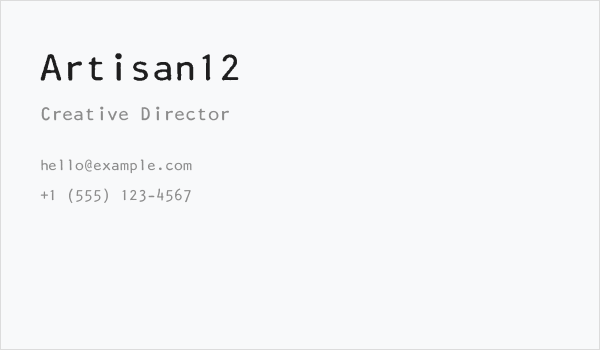 Artisan12 Business Card