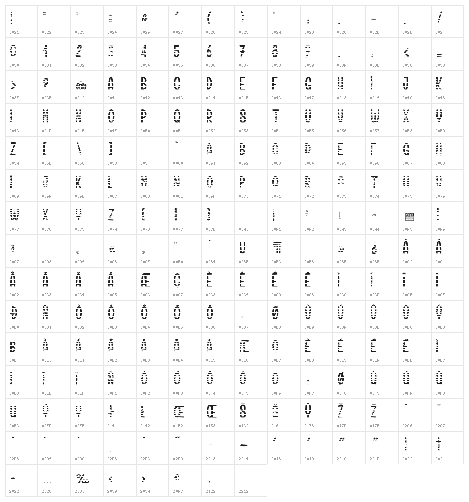 Artisanalerie 3_PersonalUseOnly Character Map