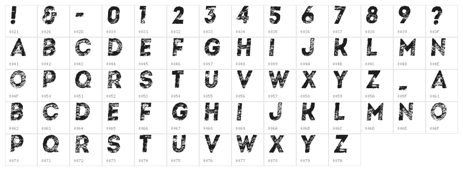 Artistico Character Map