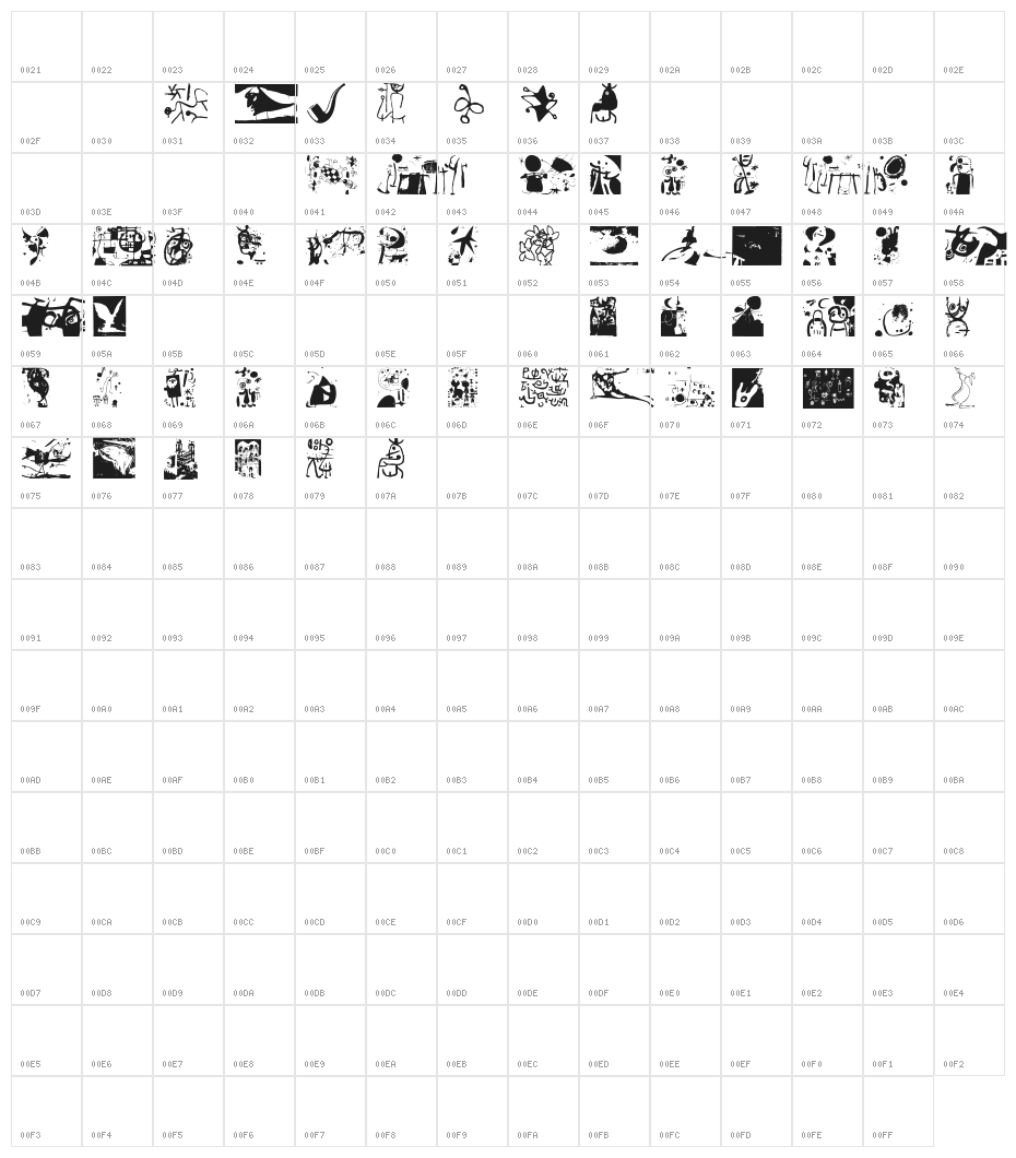 ArtistsTraces Character Map