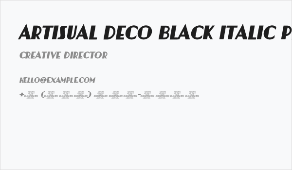 Artisual Deco Black Italic PERSONAL USE ONLY PERSONAL USE ONLY Business Card