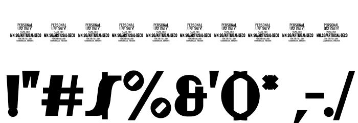 Artisual Deco Black PERSONAL USE ONLY PERSONAL USE ONLY Font OTHER CHARS