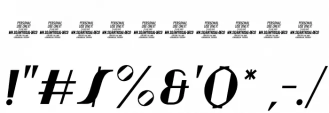 Artisual Deco Regular Italic PERSONAL USE ONLY PERSONAL USE ONLY Font OTHER CHARS