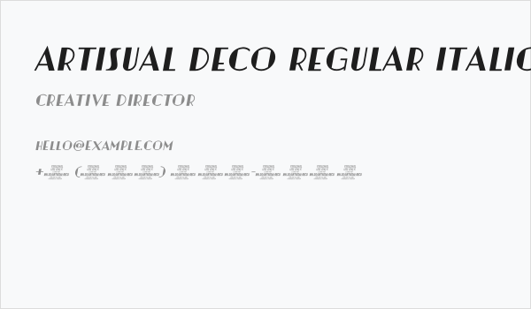 Artisual Deco Regular Italic PERSONAL USE ONLY PERSONAL USE ONLY Business Card