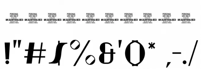 Artisual Deco Regular PERSONAL USE ONLY PERSONAL USE ONLY Font OTHER CHARS