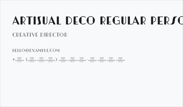Artisual Deco Regular PERSONAL USE ONLY PERSONAL USE ONLY Business Card