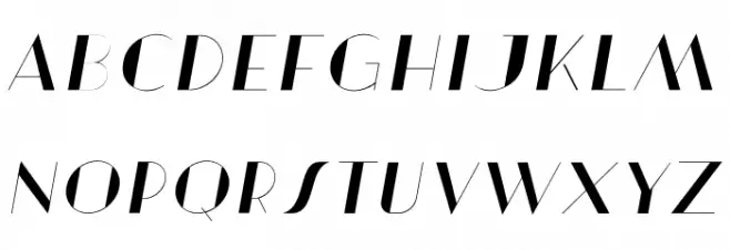 Artisual Deco Thin Italic PERSONAL USE ONLY PERSONAL USE ONLY Шрифта ВЕРХНИЙ