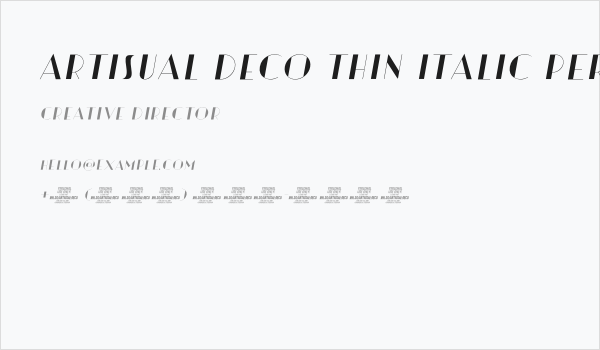 Artisual Deco Thin Italic PERSONAL USE ONLY PERSONAL USE ONLY Business Card