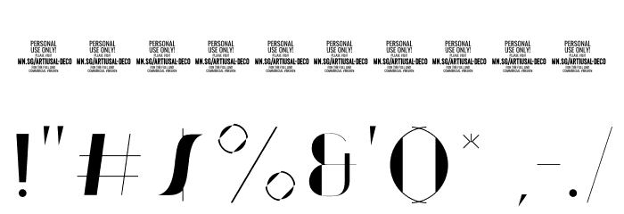 Artisual Deco Thin PERSONAL USE ONLY PERSONAL USE ONLY Font OTHER CHARS