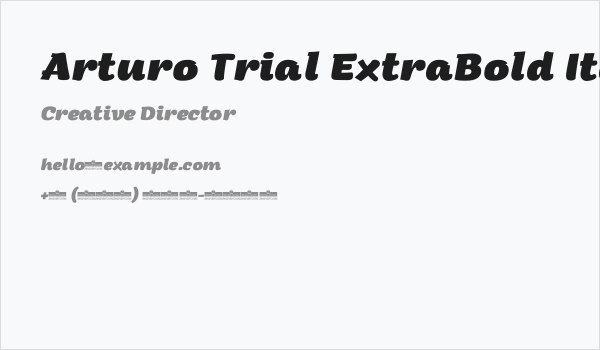 Arturo Trial ExtraBold Italic Business Card
