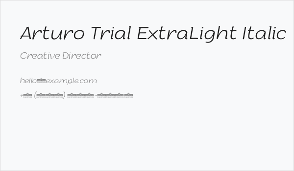 Arturo Trial ExtraLight Italic Business Card