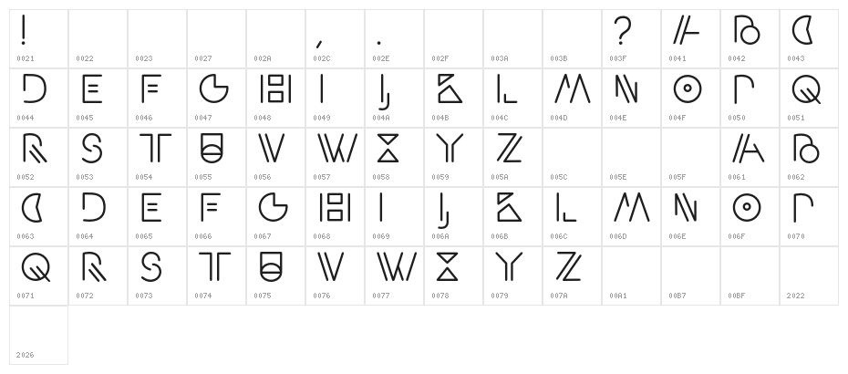 Artypa-Regular Character Map