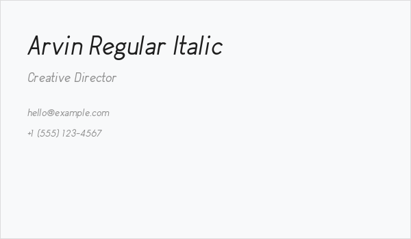 Arvin Regular Italic Business Card