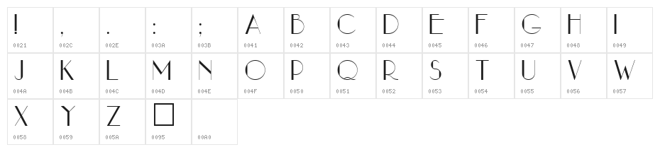 Arwen Regular Character Map