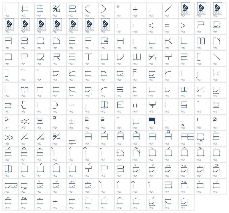 Arxenon Character Map