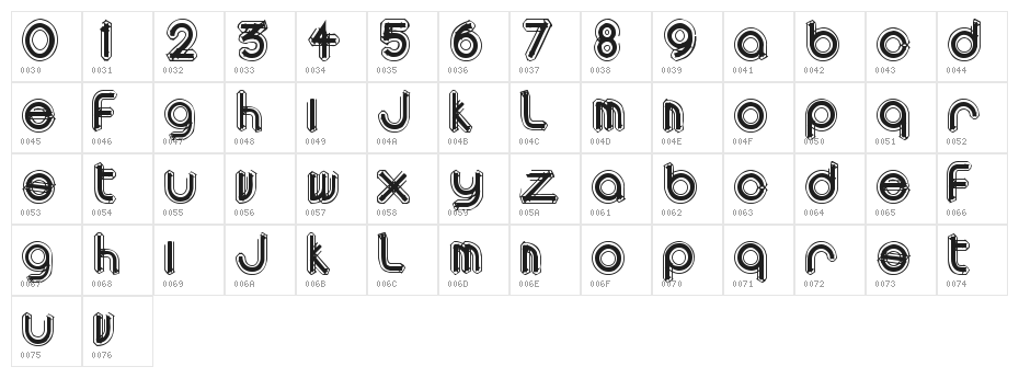 area OUTLINEe Character Map