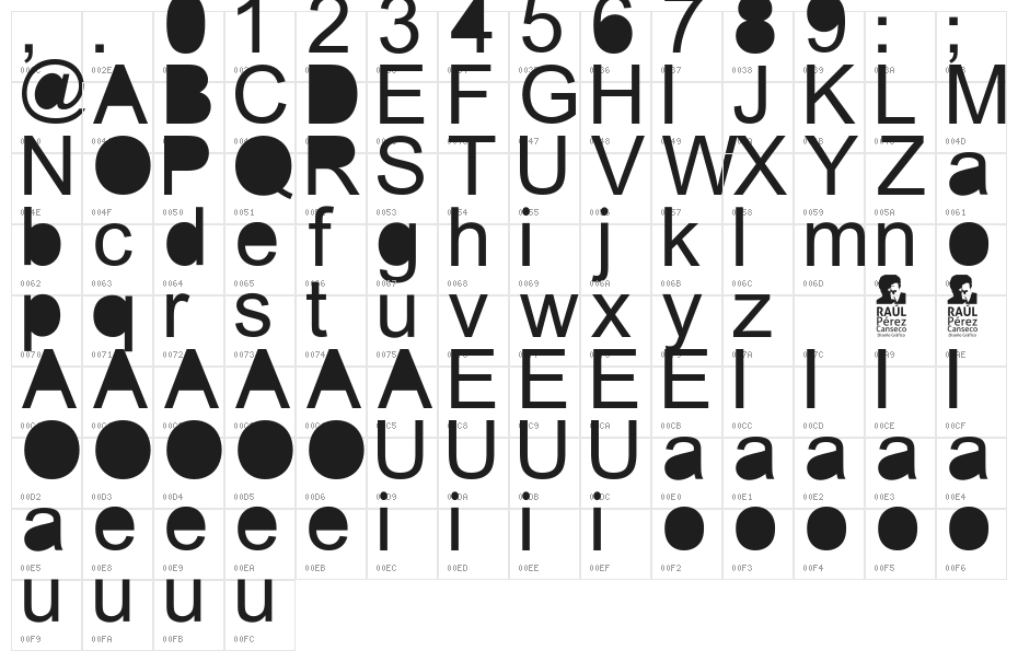 aria solid Regular Character Map