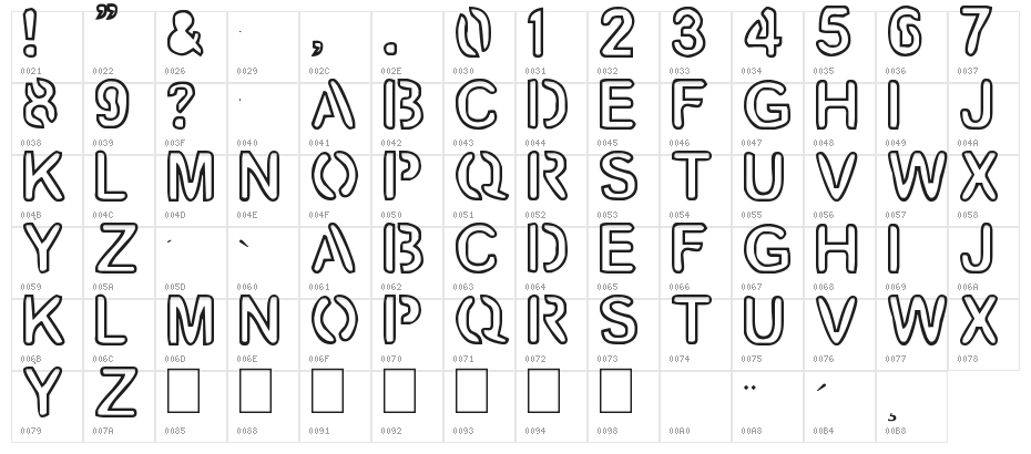 artline2 Character Map