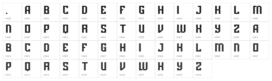 ASTROBAT Regular Character Map