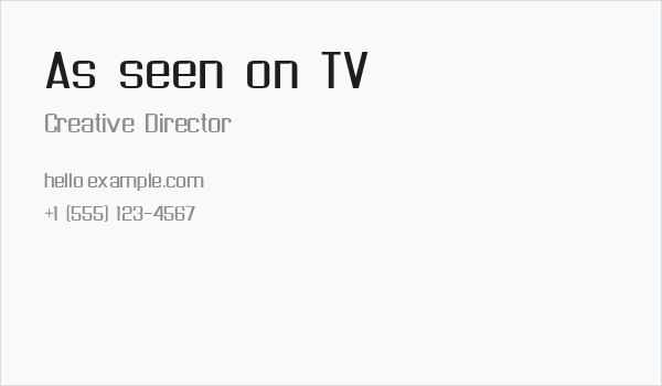 As seen on TV Business Card