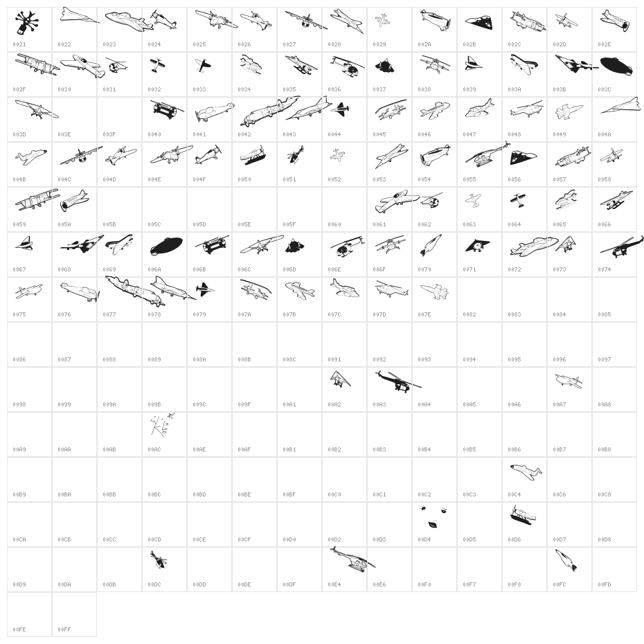AsABird Character Map