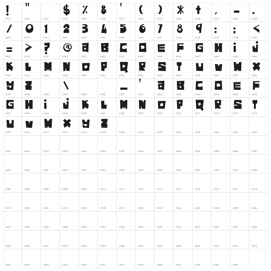 Asam Kelubi Character Map