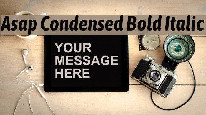 Asap Condensed Bold Italic Font examples