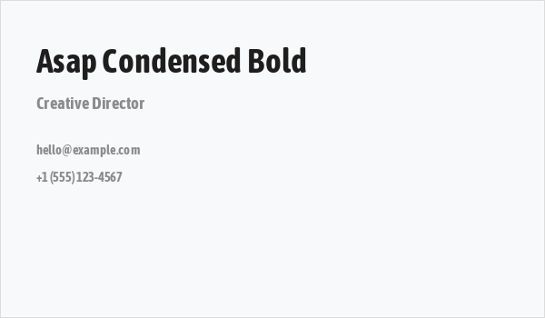 Asap Condensed Bold Business Card