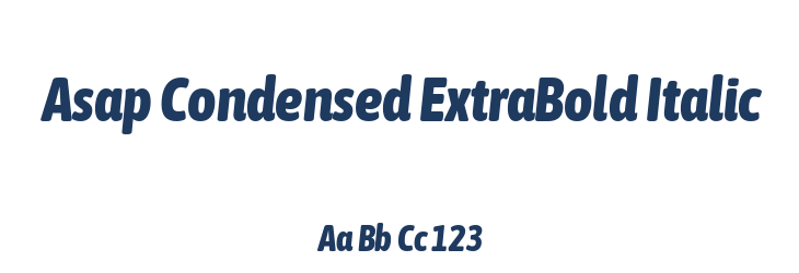 Asap Condensed ExtraBold Italic Font Preview
