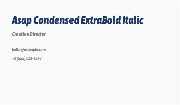 Asap Condensed ExtraBold Italic Business Card