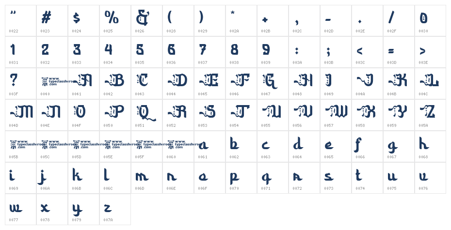 Aselami DEMO Character Map