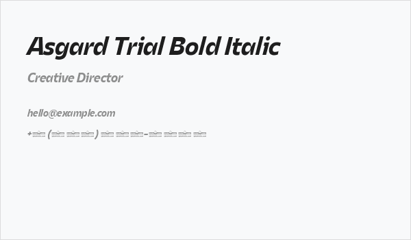 Asgard Trial Bold Italic Business Card