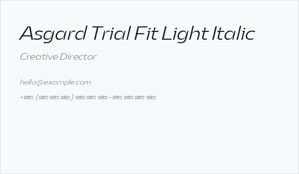 Asgard Trial Fit Light Italic Business Card