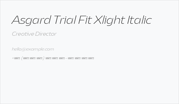Asgard Trial Fit Xlight Italic Business Card