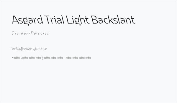 Asgard Trial Light Backslant Business Card
