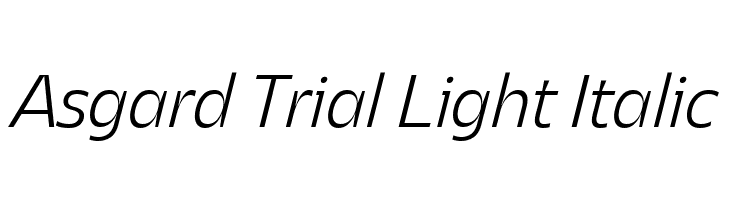 Asgard Trial Light Italic  font caratteri gratis