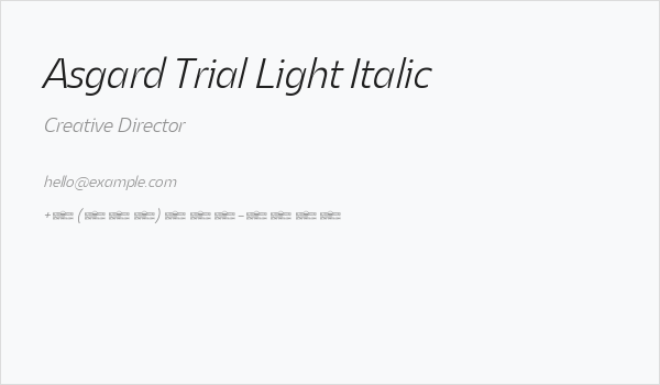 Asgard Trial Light Italic Business Card