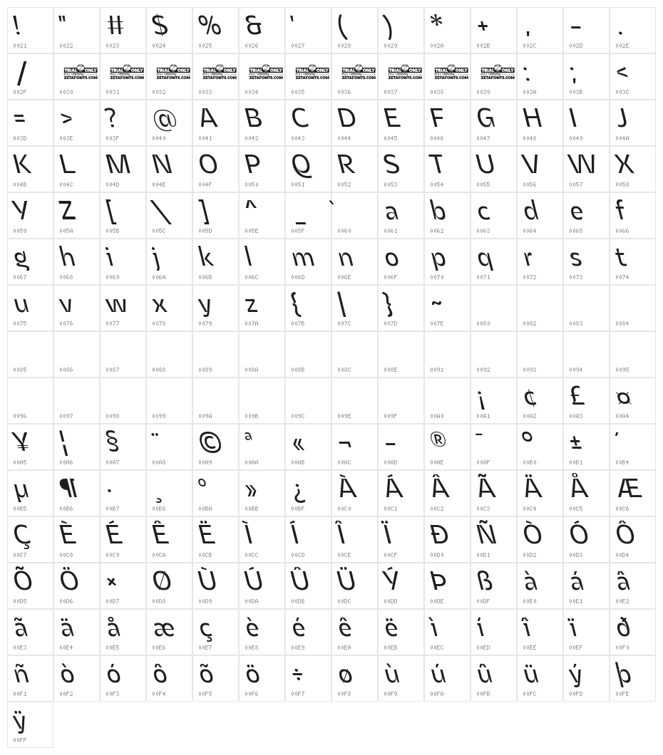 Asgard Trial Regular Backslant Character Map