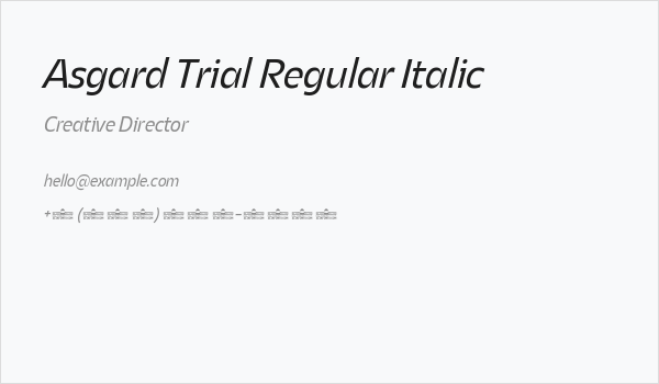 Asgard Trial Regular Italic Business Card