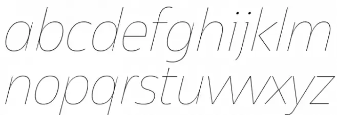 Asgard Trial Thin Italic Caratteri MINUSCOLO