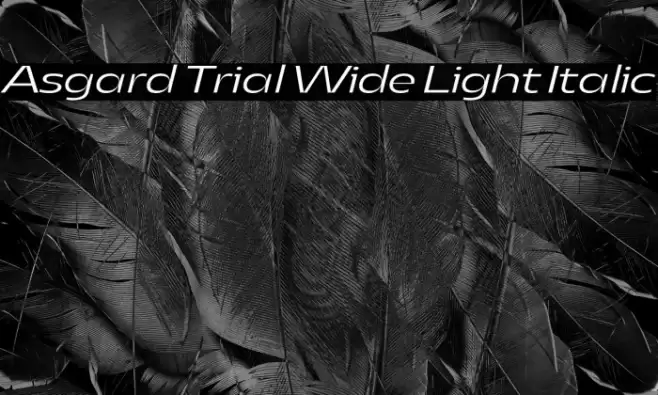 Asgard Trial Wide Light Italic Font examples