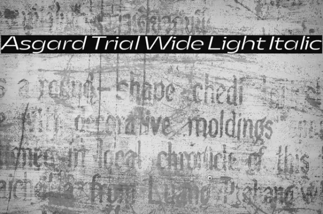 Asgard Trial Wide Light Italic Font examples